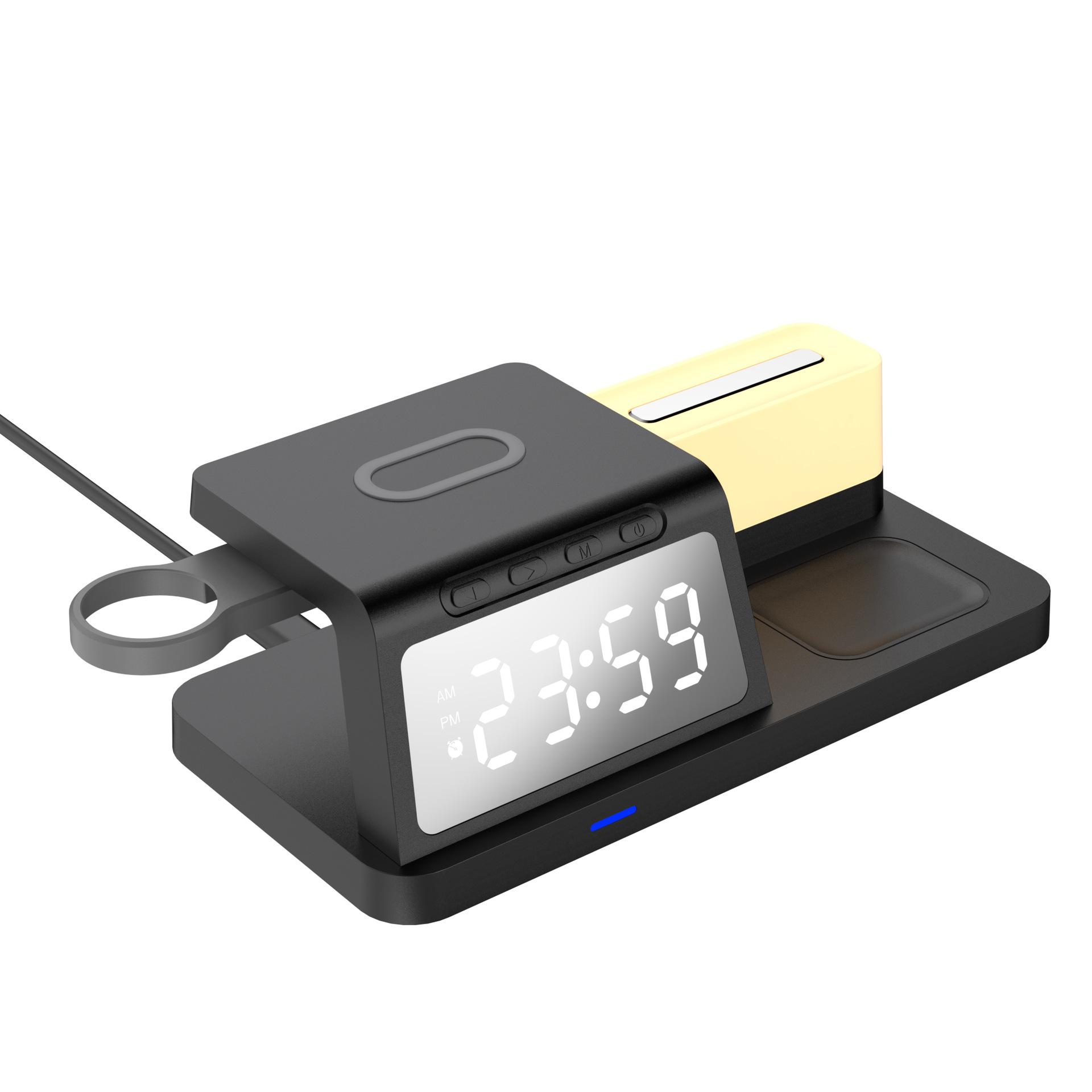 Multifunctional clock wireless charger 15W fast charging suitable for Apple, colorful ambient night light alarm clock wireless charger