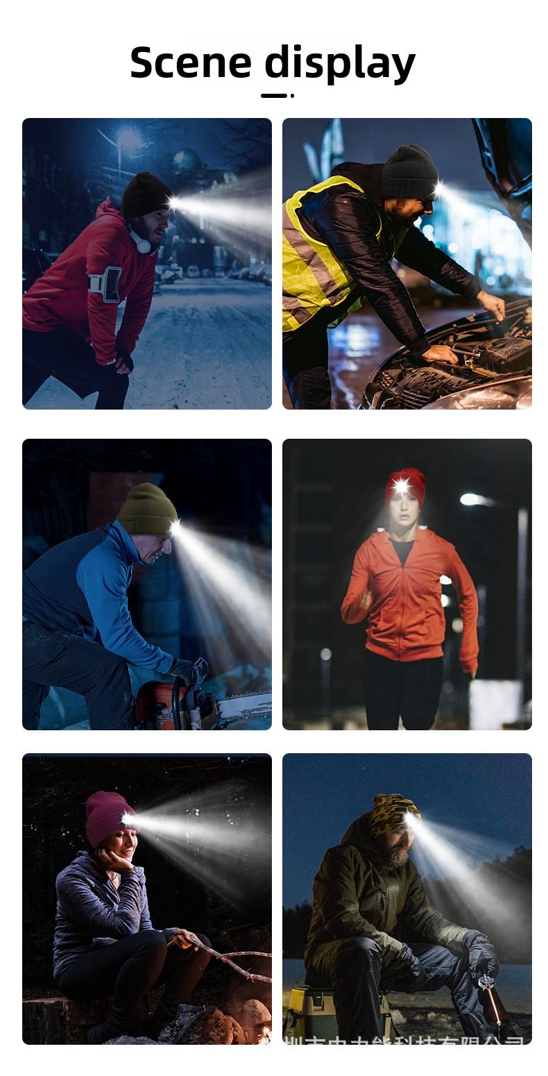 Multifunctional Wireless Bluetooth Headset LED Light-emitting Light Cap Outdoor Warm Lighting Knitted Hat