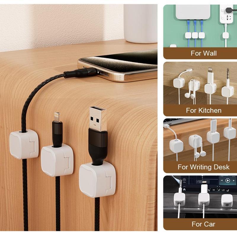 12 Counts/set Cable Management Holder, And Adjustable Cable, Adhesive Cord Holder Organizer, Suitable For Home Office Nightstand Organizing Rotating