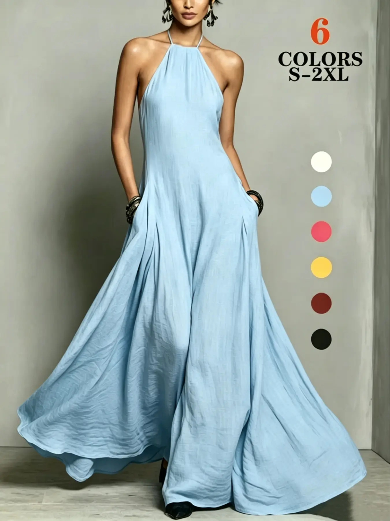 2026 New Arrival Women's Minimalist Blend Maxi Dress, Backless Sleeveless Breathable Long Dress, Spring Summer Vacation Travel Date Outdoor Daily Wear