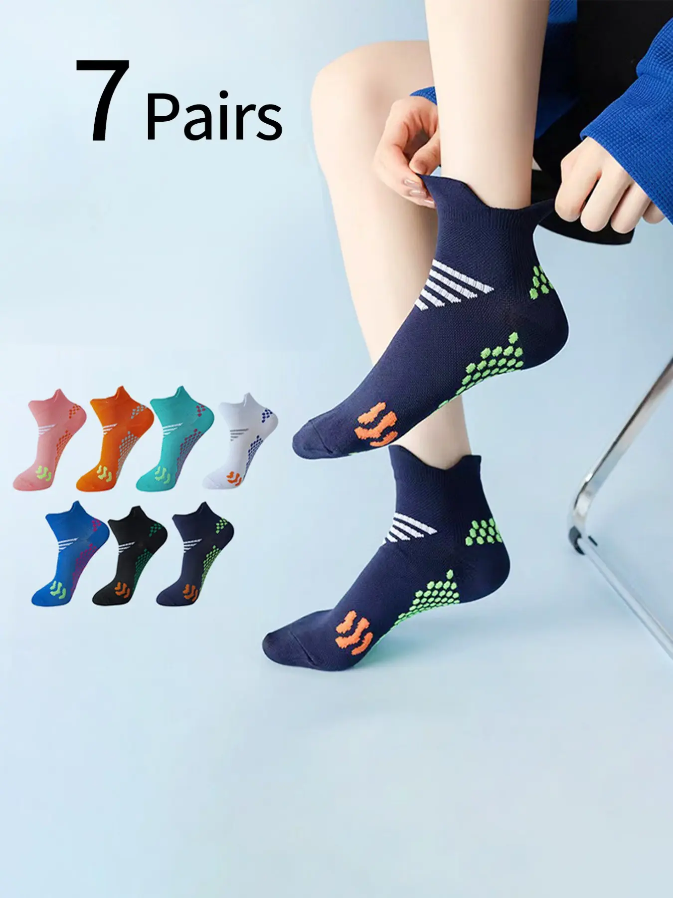 7 Pairs Professional Sport Running Socks, Outdoor Hiking Climbing Socks, Basketball Socks, Low Top Ankle Socks, Shock Absorption, Anti-Slip, Breathable