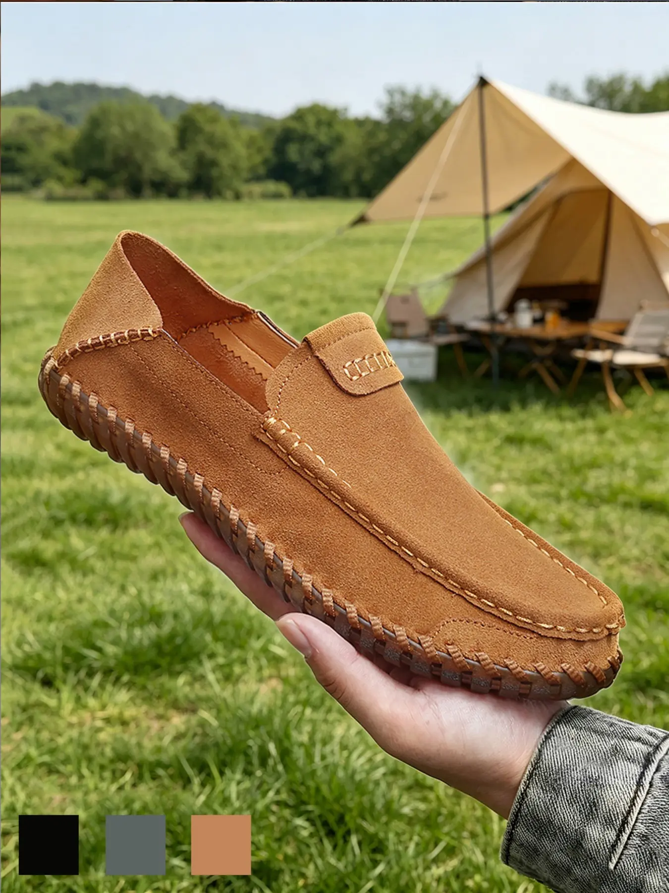 Men's Loafers Lightweight Breathable Non-Slip Hand-Stitched Retro Driving Moccasins Slip-On Low Top Flat Driving Shoes Casual Shoes Footwear Retro All Seasons Black Cowhide Leather for Vacation Work Office Big Size 9.5-11.5