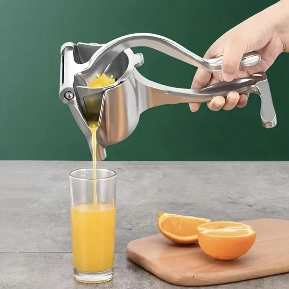 1-Pack Handheld Manual Metal Lemon Juicer Squeezer - Portable Food Grade Aluminium Kitchen Gadget, Detachable Head, Quiet Operation, Easy Cleaning, Sturdy Fruit Utensil