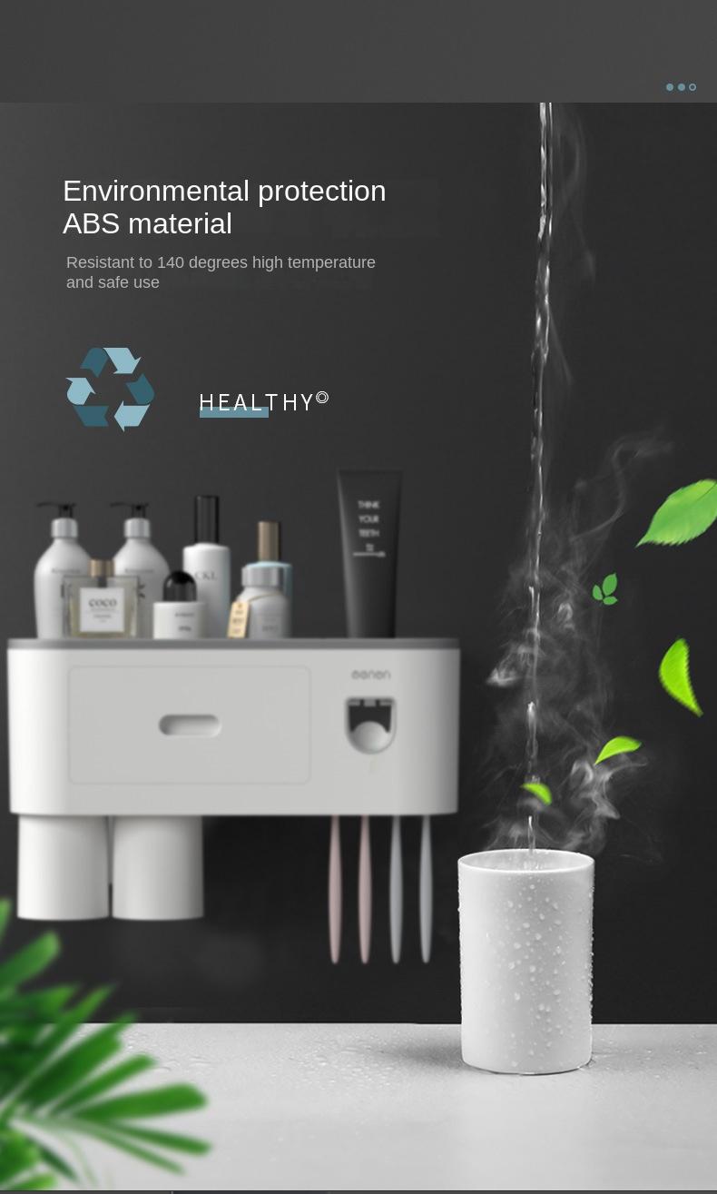 Creative toothbrush shelf, no punching, mouthwash, brushing cup, wall-mounted bathroom storage, automatic toothpaste squeezer toothbrush sterilizer