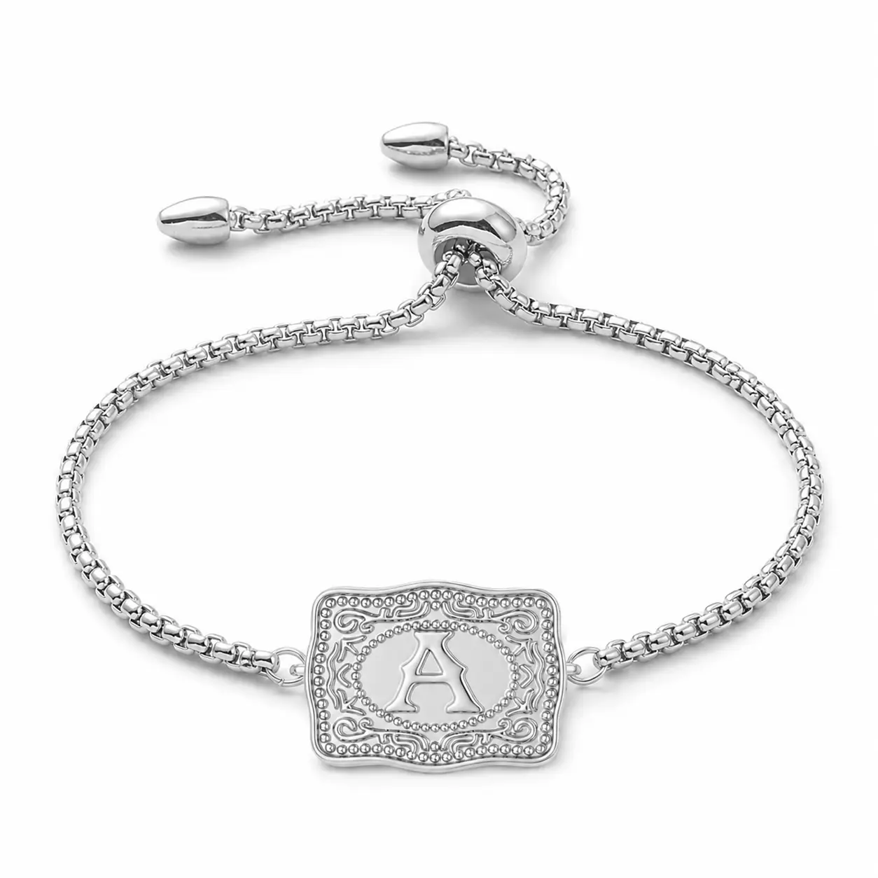 Women's 14g Metal Copper Vintage Western Initial Engraved Bracelet - Personalized Letter Charm, Adjustable Chain Bangle, Unisex Everyday Wear Gift-Ready Costume Jewelry