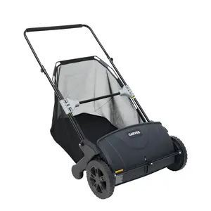 Heavy Duty Walk Behind Lawn Sweeper, 21in Manual Leaf Collector with 2 Spinning Brushes, 3.5Cu.ft Large Capacity Mesh Bag for Backyard Garden Grass Debris Cleaning