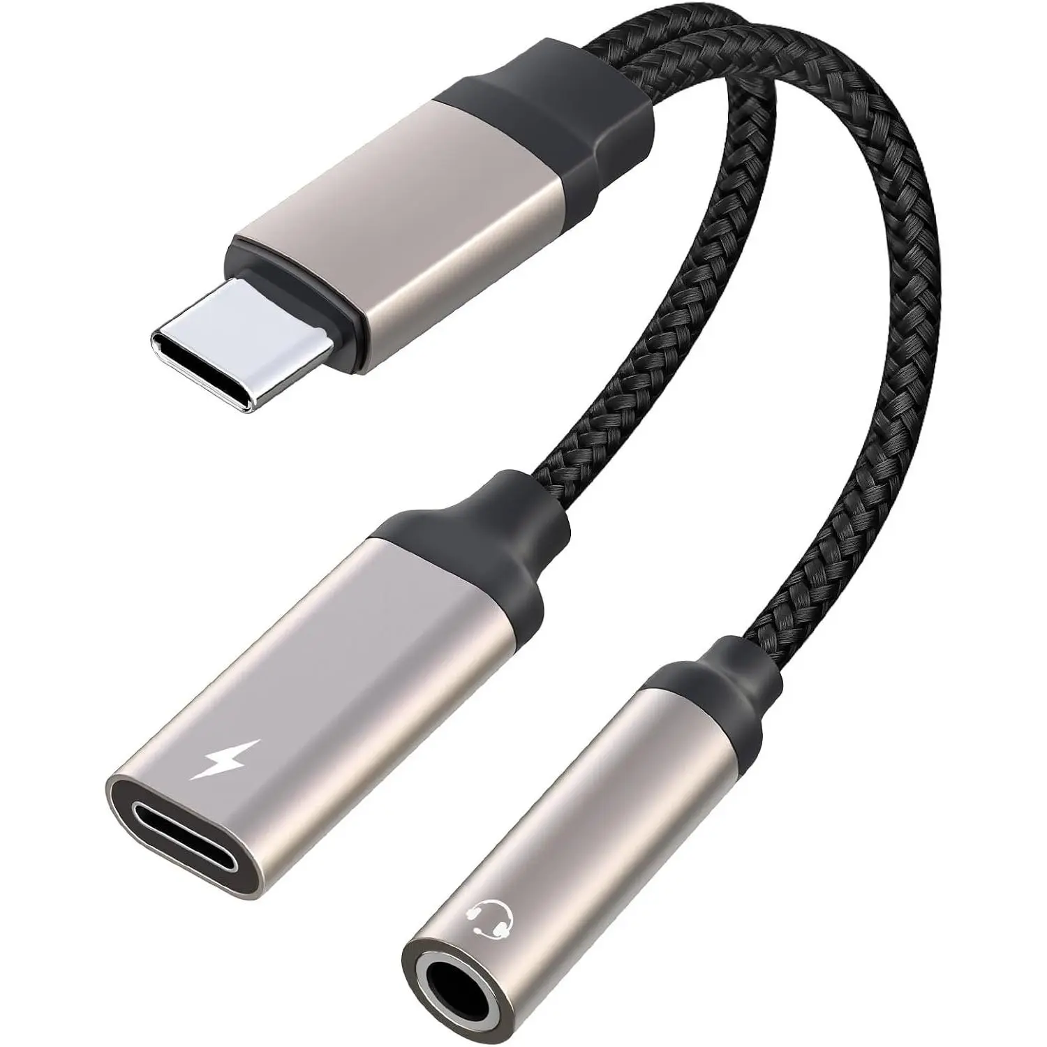 USB C to 3.5mm Headphone Audio and Charger Adapter,2 in 1 32bit/384kHz Tyepe c to Aux Jack  with PD 3.0 60W   Dongle  for Iphone17 Iphone16