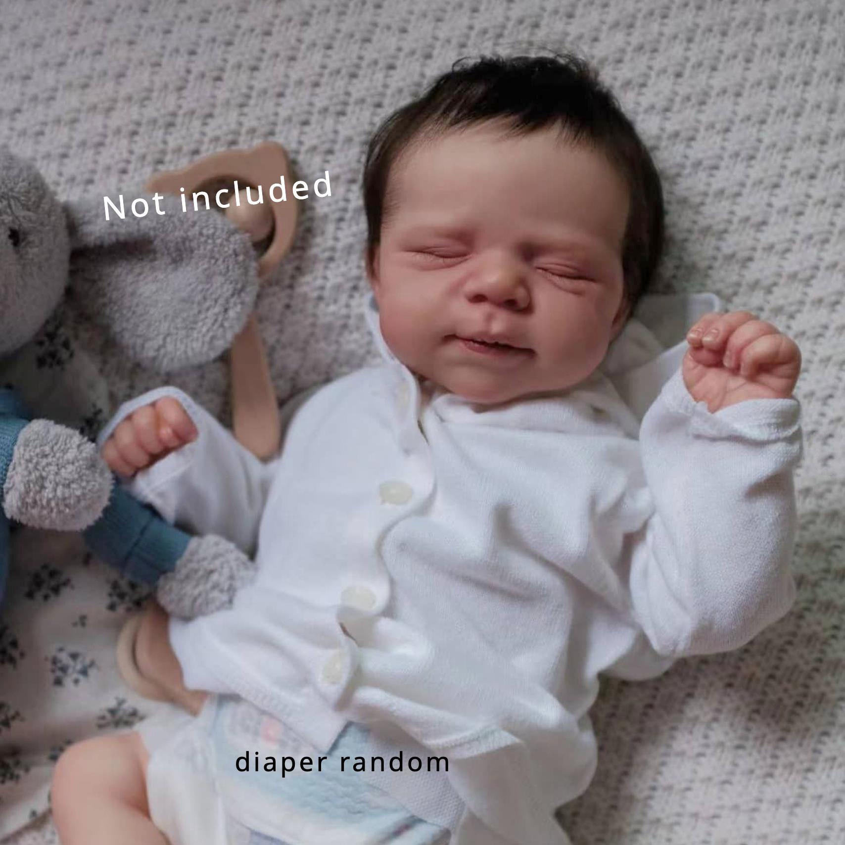 A complete set for the baby 3D Painted Skin Visible Veins 48cm Soft Touch Fabric Body Soft Silicone 19inch Sleeping Newborn Baby Doll Toy for Girls Realistic Gift for Halloween and Christmas