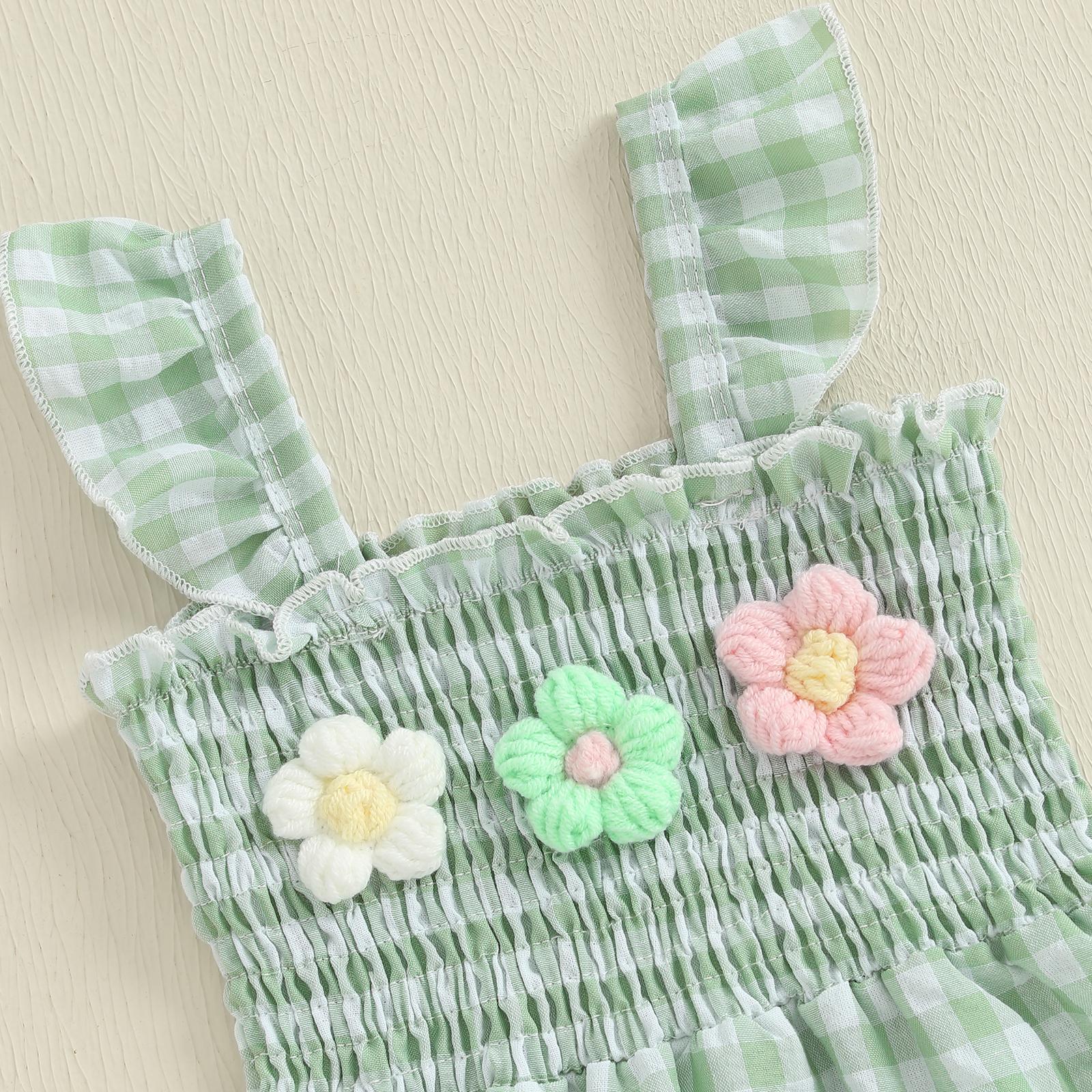 Toddler Baby Girl Summer Outfits Ruffle Sleeveless Plaid Gingham Floral Embroidery Jumpsuit Suspender Wide Leg Pants Toddler Baby Girl Summer Outfits Ruffle Sleeveless Plaid Gingham Floral Embroidery Jumpsuit Suspender Wide Leg Pants