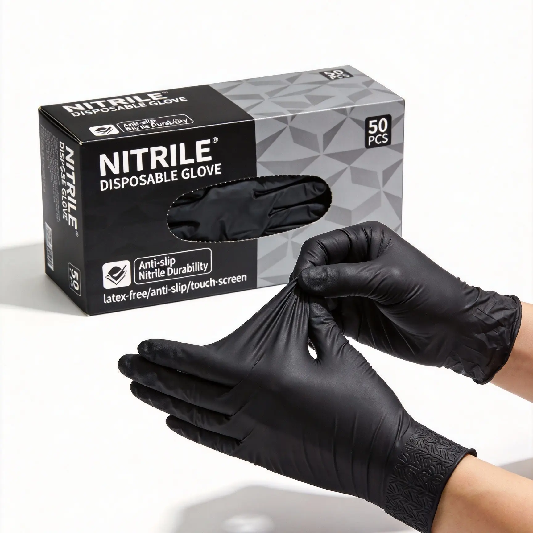 100 Pcs / Powder-Free Nitrile Gloves, Waterproof, Ideal for Kitchen Cleaning, Tattooing, Hair Dyeing, Pet Care, Beauty Salon, Home Use