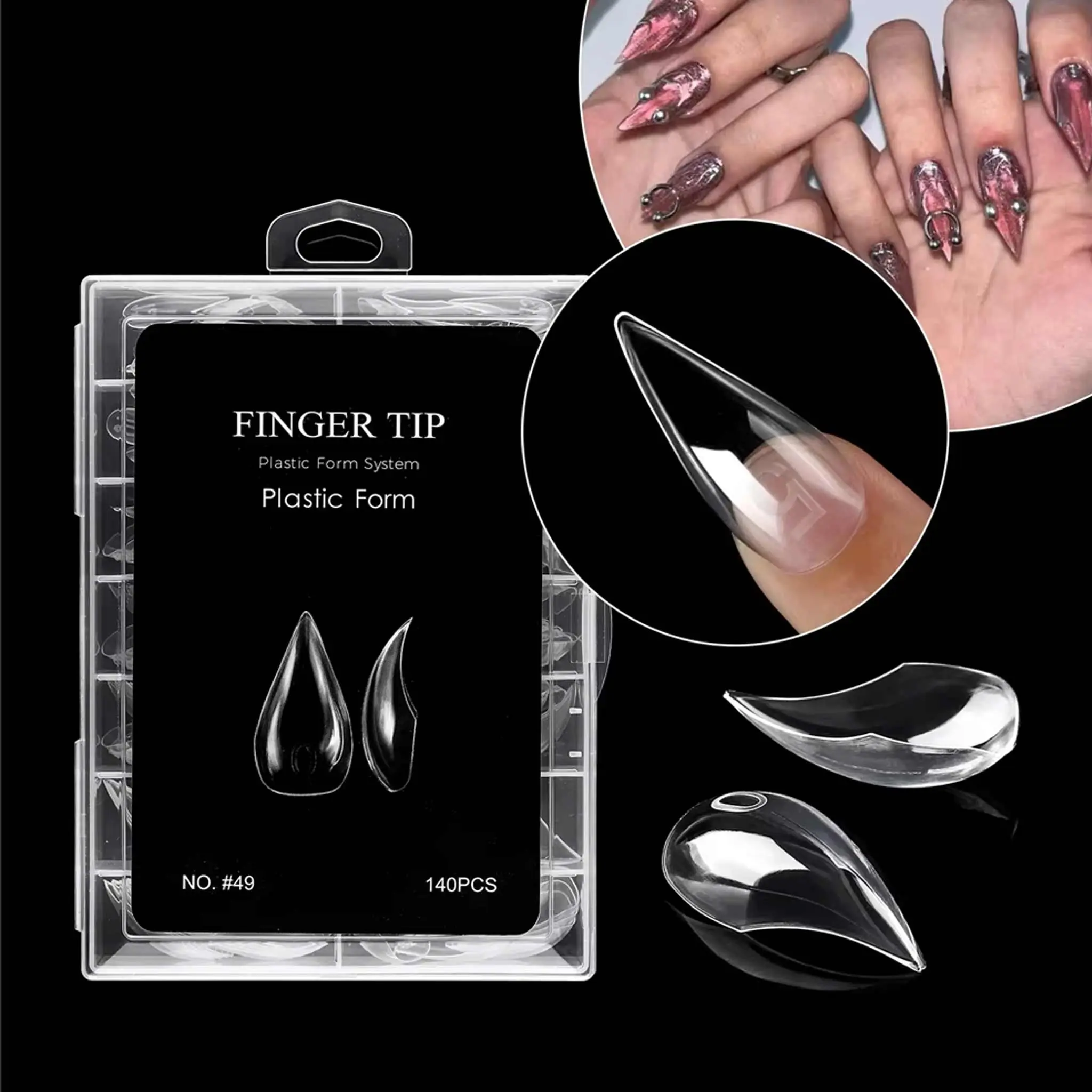 140pcs Full Scale Crystal Armor Mold/Drop Scale Crystal Armor Mold, 14 Size Acrylic Nail Extensions for, Dragon Claw Transparent Dual Form 3D Cat Claw Nail Tips Full Cover Molds, Salon And Home Manicure Supplies, Nail Decoration