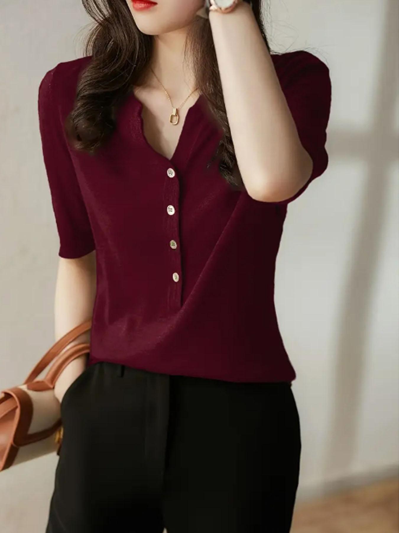 Women's Plain Sweater, Casual Solid Color Knit Top for Spring & Fall, Fashion Women's Knitwear for Daily Wear