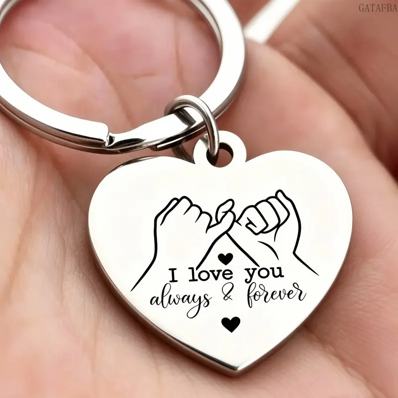 Stainless Steel Heart Keychain, Romantic Bag Charm, Cute Small Gift for Best Friends
