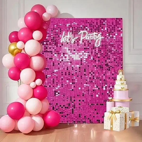 JYFLZQ Shiny Silver Sequin Round Backdrop Set, 6ft x 8ft Durable PVC Panel for Repeated Use, Birthday-Themed Festive Backdrops & Banners for Weddings, Birthday Parties, Business Photobooth Props, Elevates Photos At Weddings & Parties