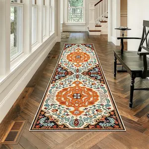 Vintage Bohemian Pattern Hallway Rug, Moroccan Ethnic Long Carpet, American Country Persian Mandala Rug, Non-Slip Mat, Birthday Gift