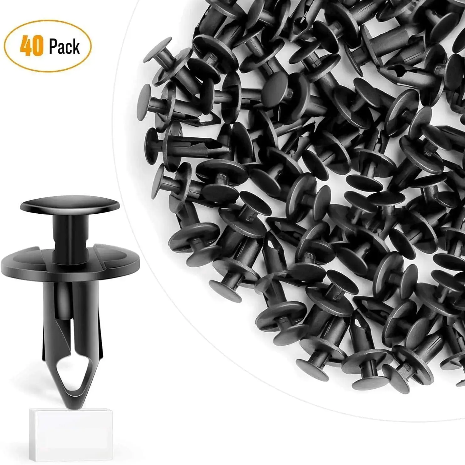 Nilight 40pcs Car Push Retainer Clips Kit with 2-Piece Construction, 21.4mm Hole, 8.6mm Head, Anti-Corrosion Fasteners for Door Panels, Audio-Video Dashboards, Buses, Caravans Dismantling