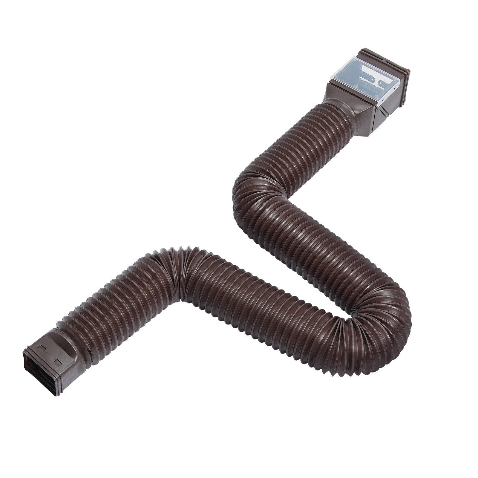 VEVOR Rain Gutter Downspout Extensions, 2-Pack Flexible Downspout Extender, Down Spout Drain Extension Extendable from 22" to 63", Gutter Extensions with Adapters, for Rainwater Drainage, Brown