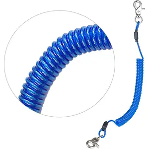 Multi Color Heavy Duty Plastic Retractable Coiled Lanyard (Pack of 4) for Fishing Tools Rods Paddles