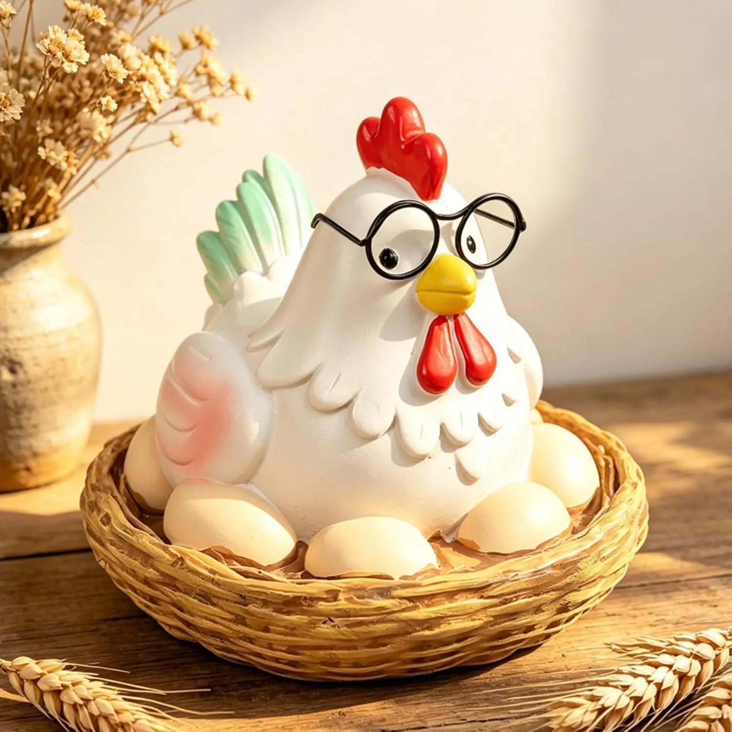Cute Resin Chicken Figurine for Christmas Birthday, Exquisite Handcrafted Hen Decor, Unique Decorations Gifts,Funny Home Decor