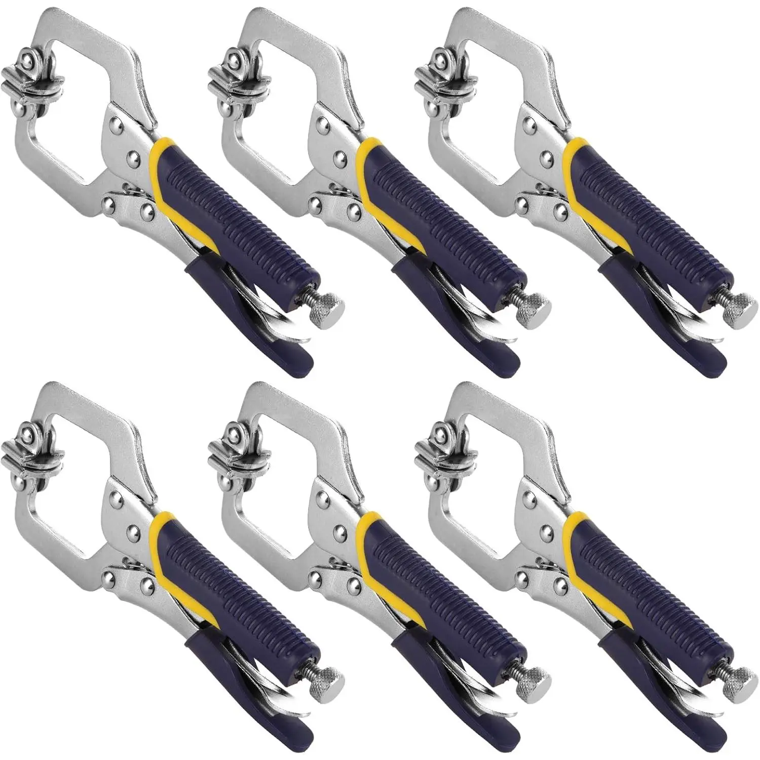 6 Pack 6 Inch Locking C Clamp, Locking Pliers Clamp with Regular Tip and Swivel Pad for Shop Home Farm and Auto Workshop Woodworking, Cabinetry, Repair