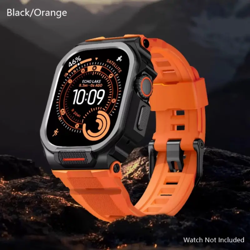 Mechanical Beast Series, Smartwatch Accessories – Heavy Duty Protective Case with Stainless Steel Bumper & Breathable Sport Strap for Apple Watch S11-9/SE/Ultra 3/2/1, 46/49mm, Scratch-Resistant Shell, Secure Lock Fit for Outdoor Climbing & Fitness