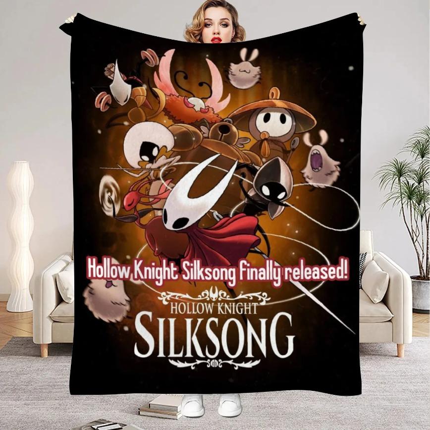 Hollow Knight Game Blanket Ultra Soft Flannel Cozy Warm Bedroom Living Room Couch Sofa Home Decor Throw Decorative Throw Perfect Birthday Gift Christmas Gift for Gamers Kids Adults Viral Trending Cute Bug Knight Aesthetic Style