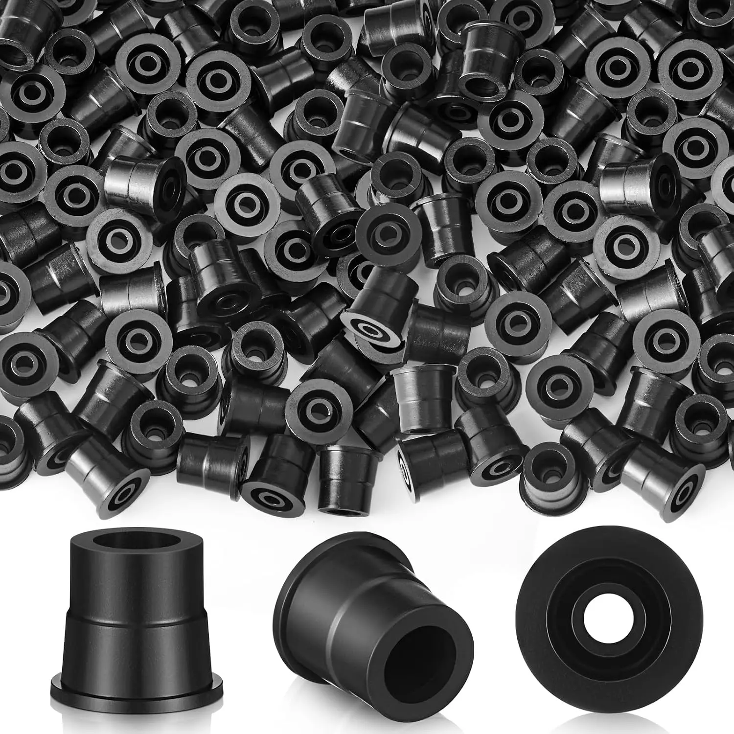 300 pieces/100 pieces of connectors for 3/4inch round posts, black plastic deck railing accessories, used for indoor and outdoor straight rail connections on decks and staircases
