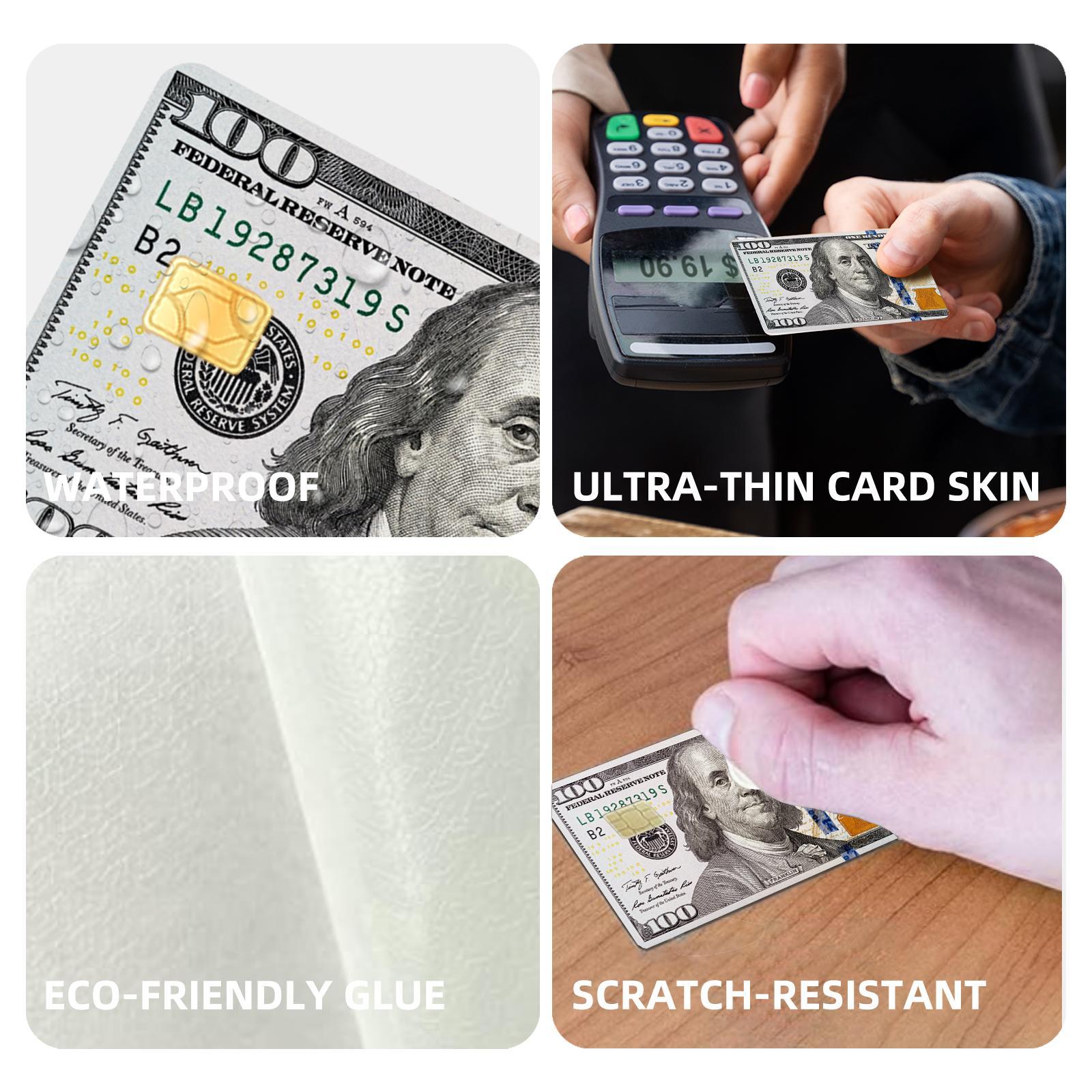 Credit Card Skin Sticker, 4 Counts/set Ultra-thin Waterproof Scratch Resistant Credit Card Skin Sticker, Personalized Bank Card Skin Protector, Diy Decal Film, Waterproof Durable Sticker