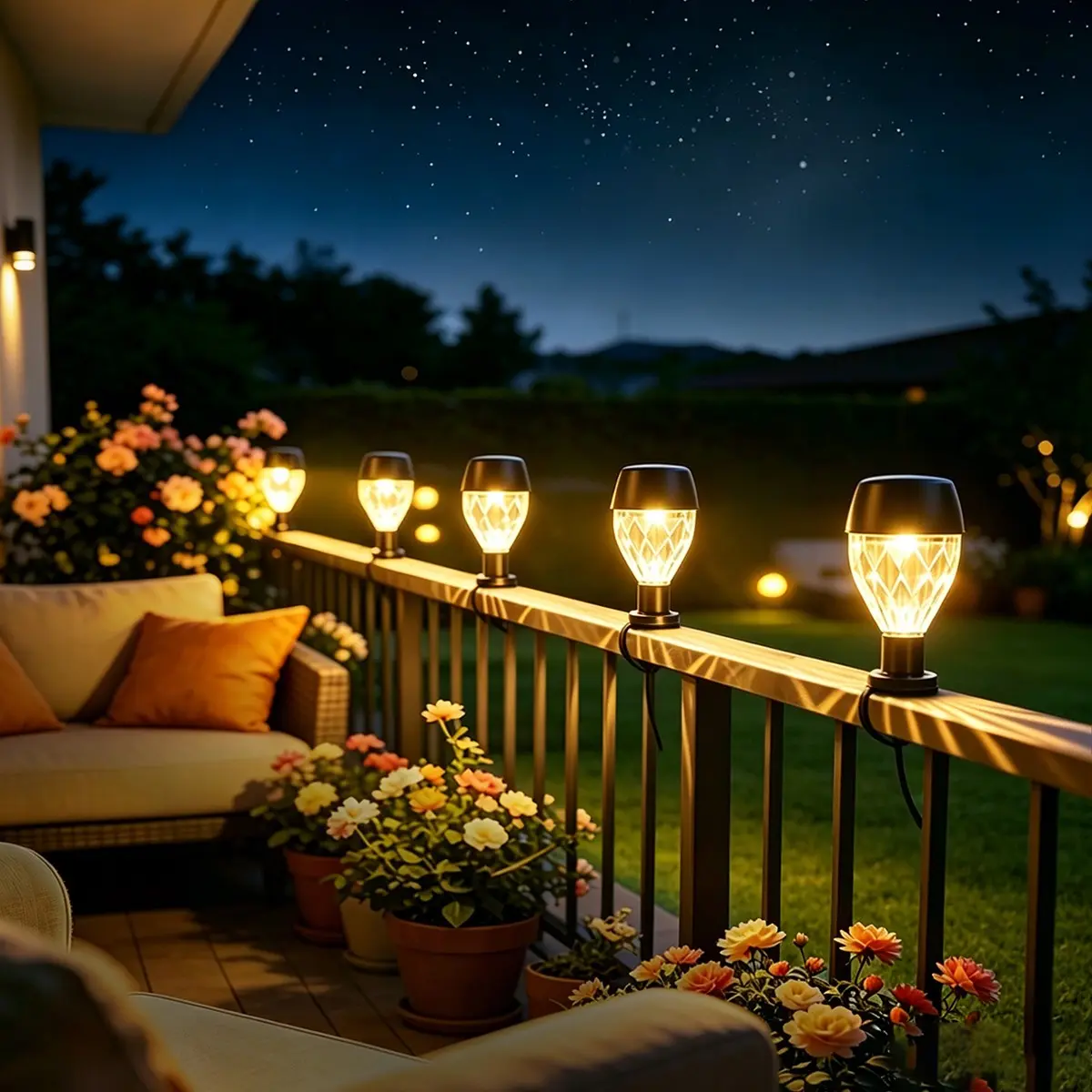 Solar String Lights, Warm Glow Effect, Easy Installation, Ideal for Pool, Trampoline, Fence, Garden Decor, Solar Lights Outdoor, 6/12pcs Set, Outdoor Solar Lighting