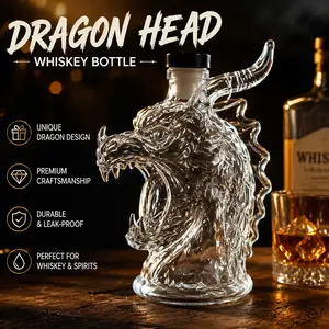 Uniquely Designed Wine Decanter, Glass, 3D Design, 10.14-Ounce Whiskey Bottle, Home Decor, Restaurant, Christmas, New Year Gift