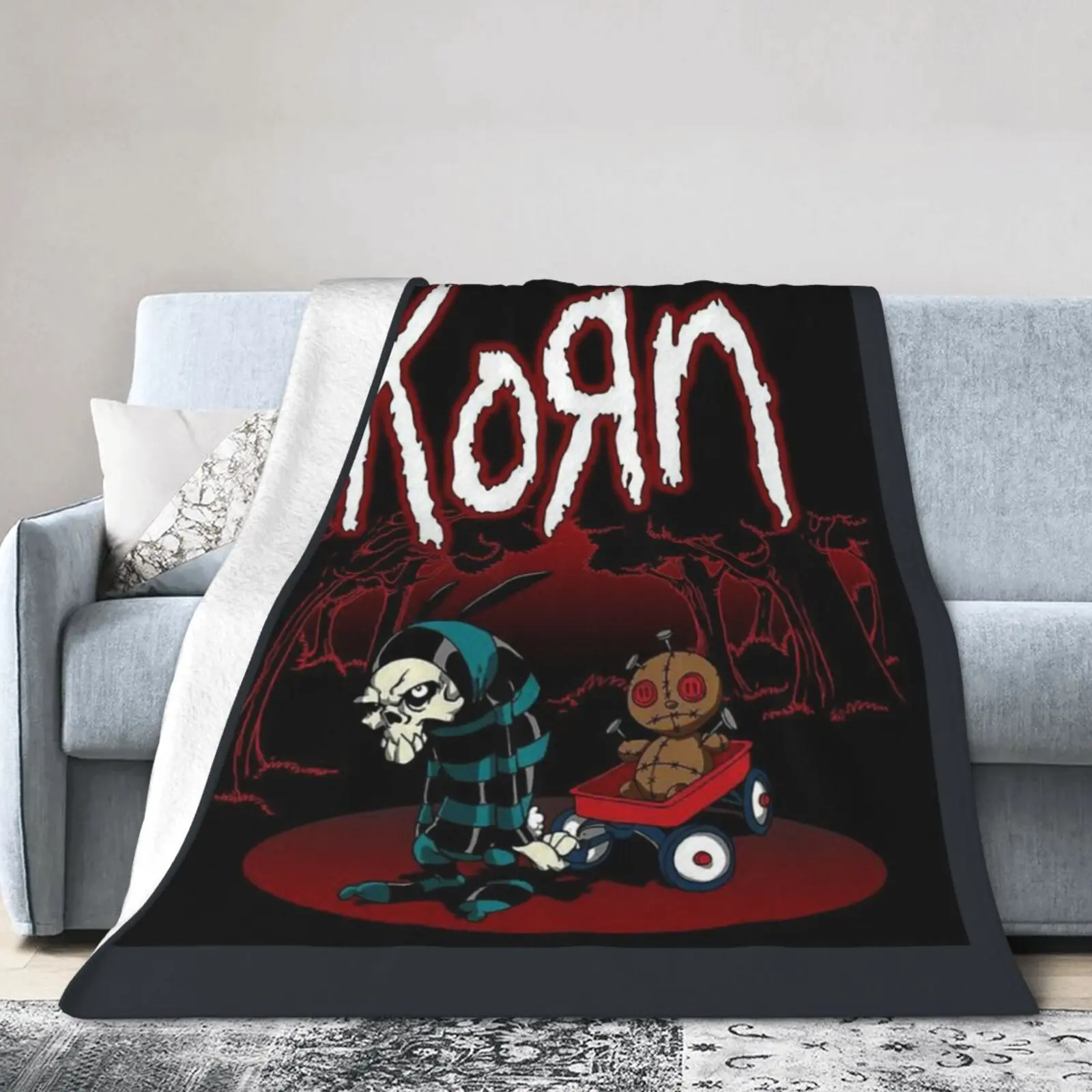 Korn Issues themed print soft plush blanket, lightweight and durable, suitable for sofas, bedrooms, and offices in all seasons