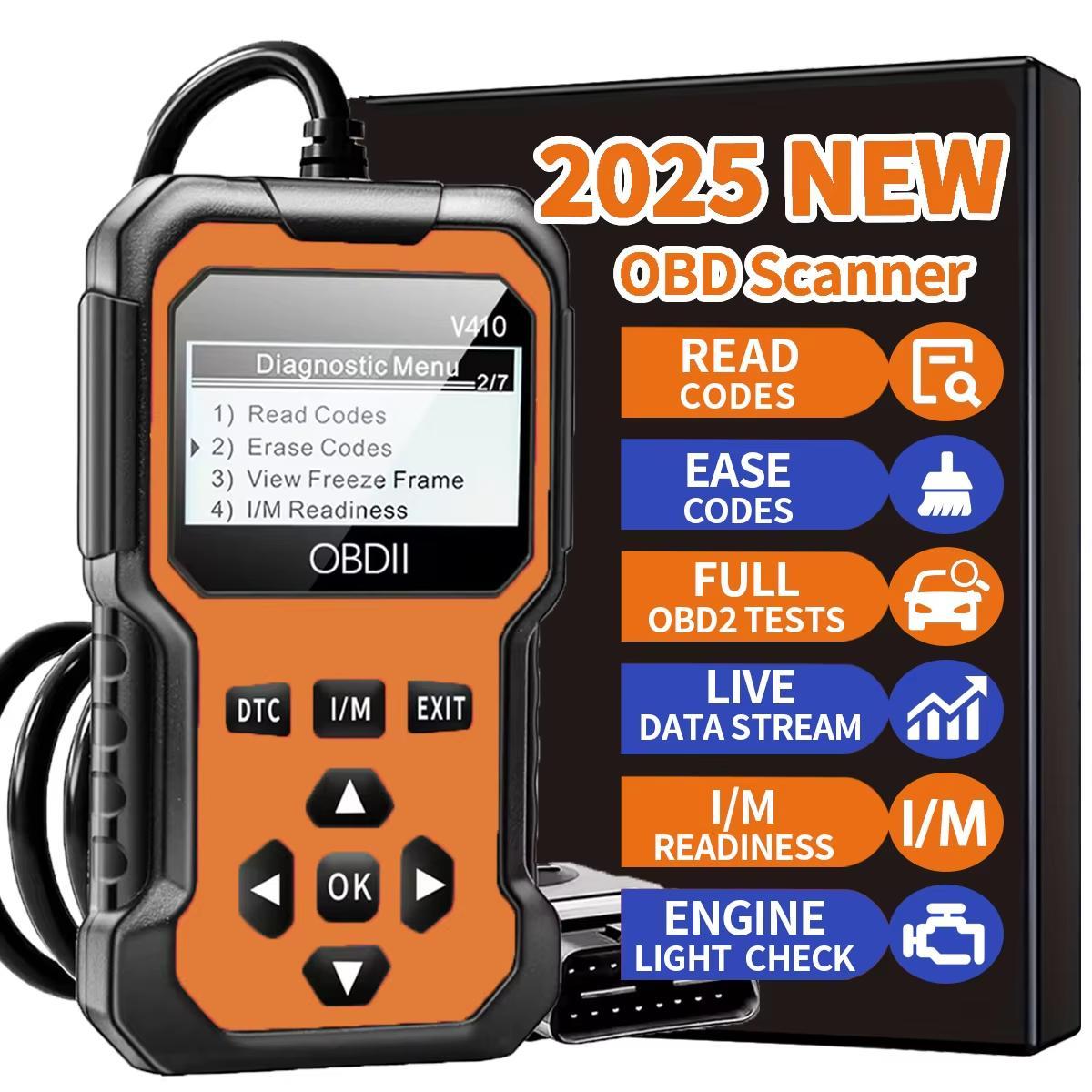 OBD2 Scanner V410 Instant Fault Code Reader & Voltage Check OBDII/CAN Full System Diagnosis 10 Second Analysis Car Diagnostic Tool Automotive Tester