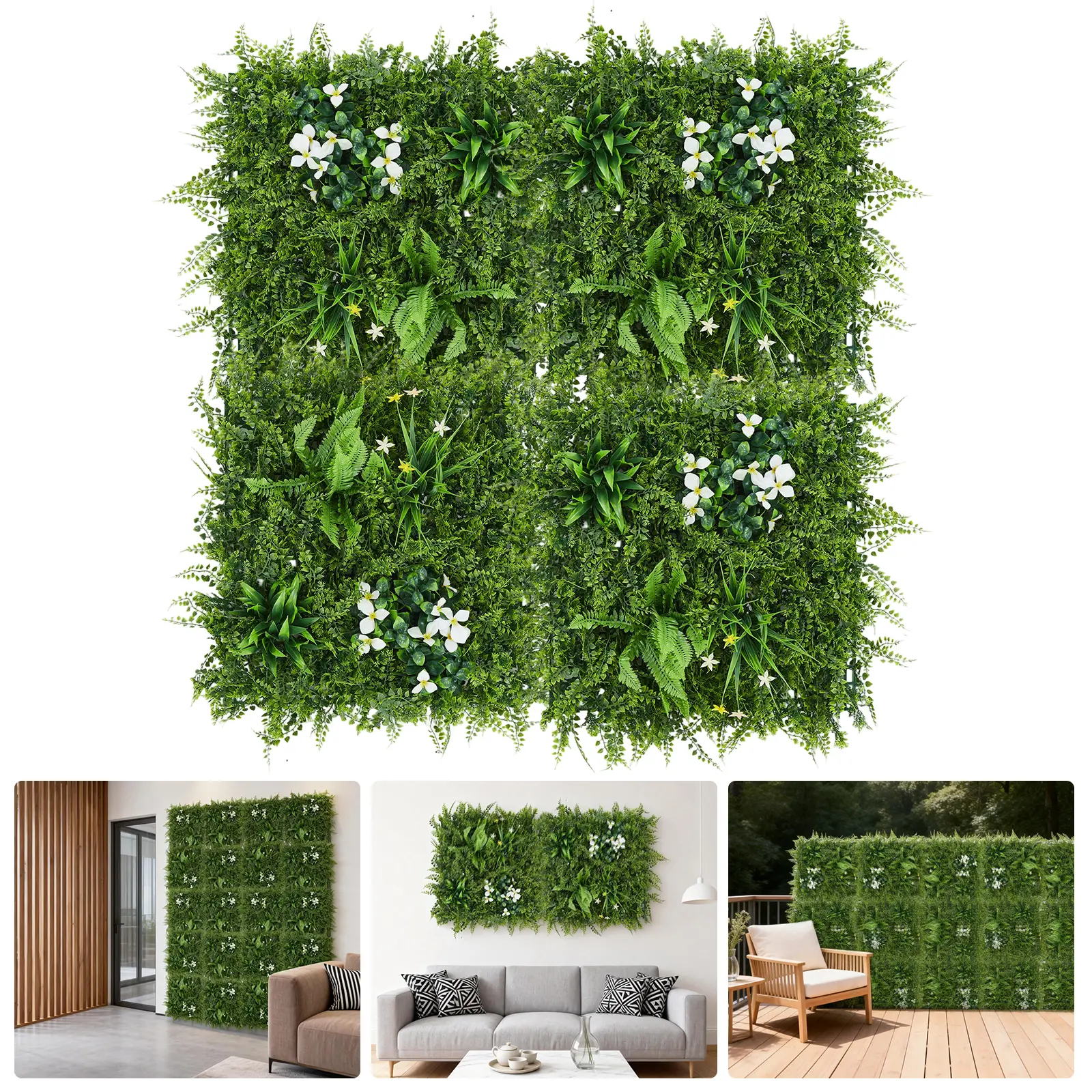 UV Protected Artificial Boxwood Hedge Wall Panels – Realistic Faux Greenery Privacy Fence Screen – Perfect for Garden, Patio, Backyard & Wedding Decor – 4/8/12 Pieces, 50x50CM