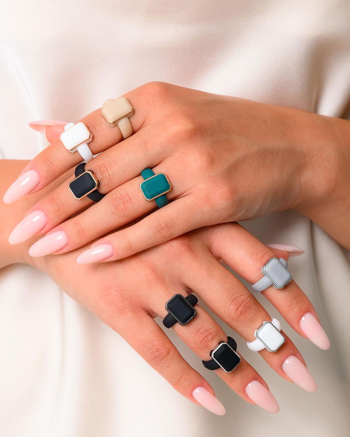 Women's Silicone Rings - Anniversary Ring or Promise Ring for Her - Emerald Rubber Wedding Bands Women - Patented Design