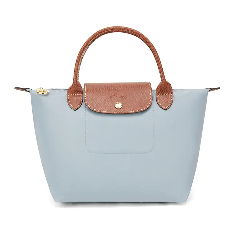 Longchamp Le Pliage Zip Top Handle Bag for Women, Small Size, Recycled Nylon Canvas, Steel Gray
