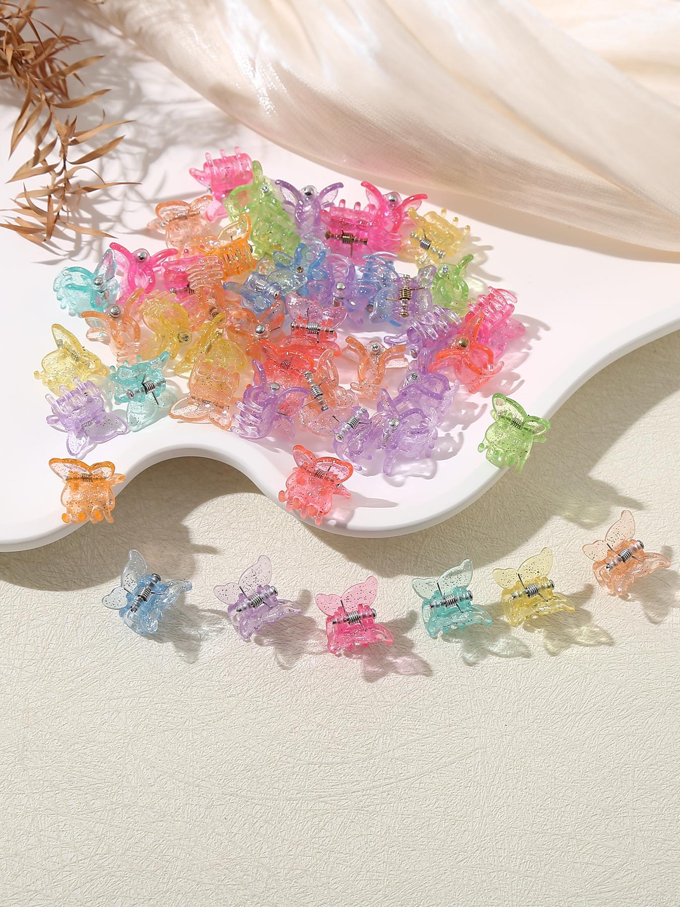 Cute Butterfly & Flower Shaped Mini Hair Claws, 50pcs Colorful Elegant Hair Claws, Fashion All-match Kawaii Hair Accessories for Women & Girls, Super Cute Clips