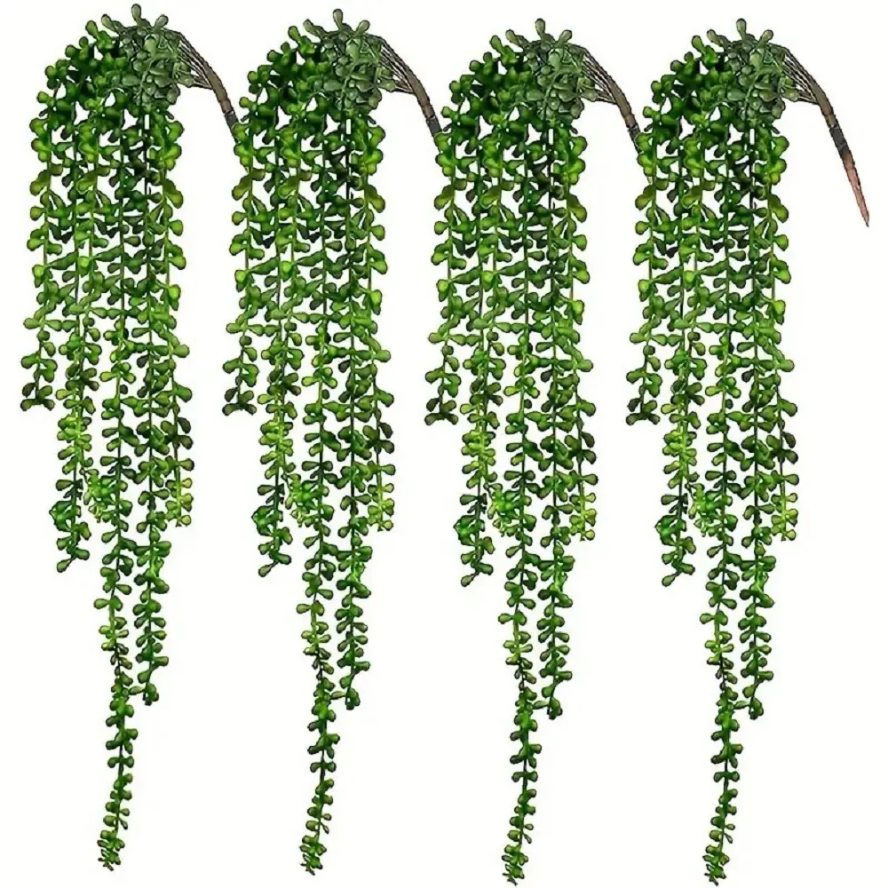 4/8pcs Fake Hanging Plants, String of Pearls Artificial Hanging Succulents Greenery Wall Backdrop Decor, Artificial Plants Indoor for Home Garden Outdoor Decoration, Artificial Plant Set, Faux Greenery Plants
