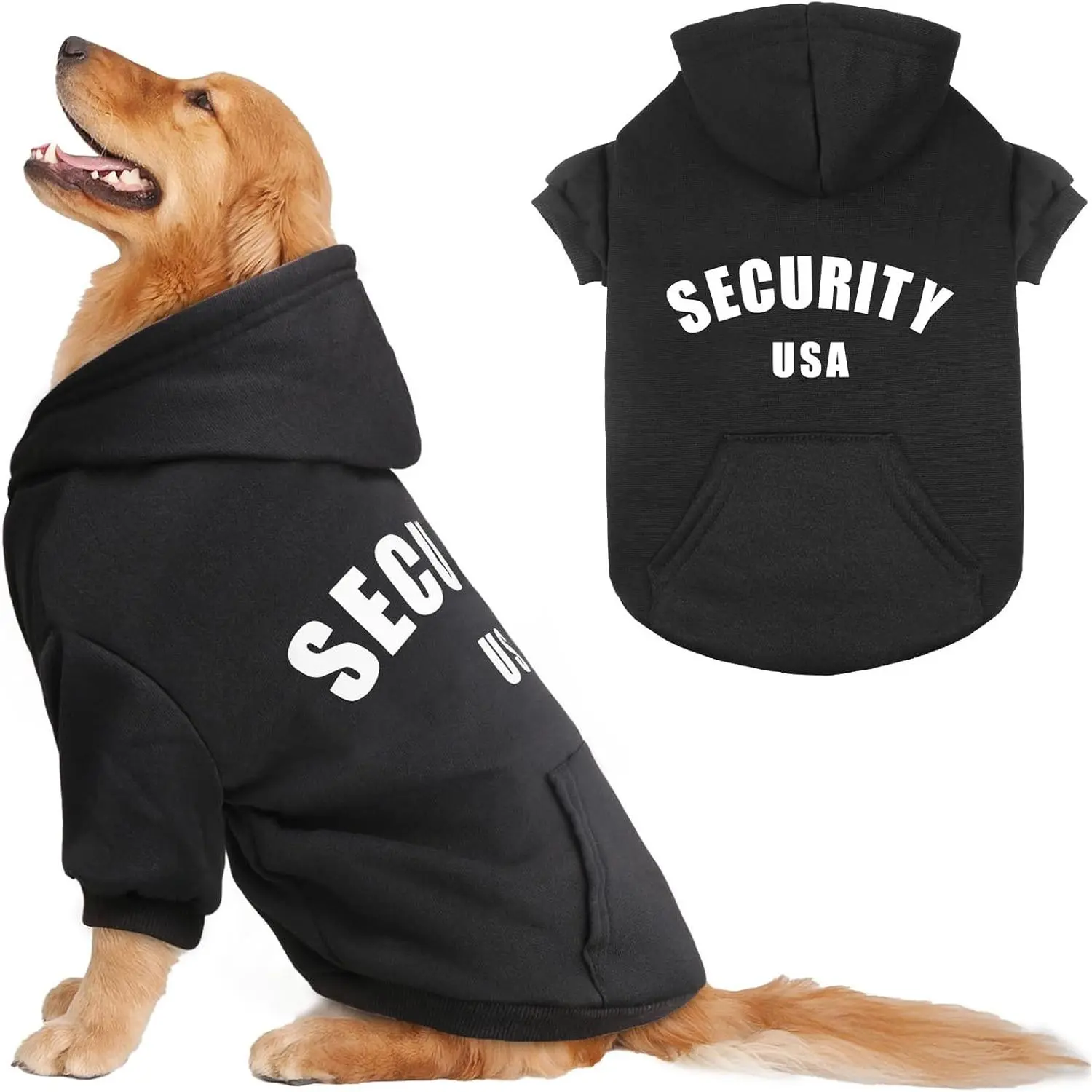 Dog Sweaters for Large Dogs Security Hoodie Warm Cozy Brhed Fleece Interior Clothes Sweatshirt with Pocket Dog Hoodie for Large Dogs(XL)