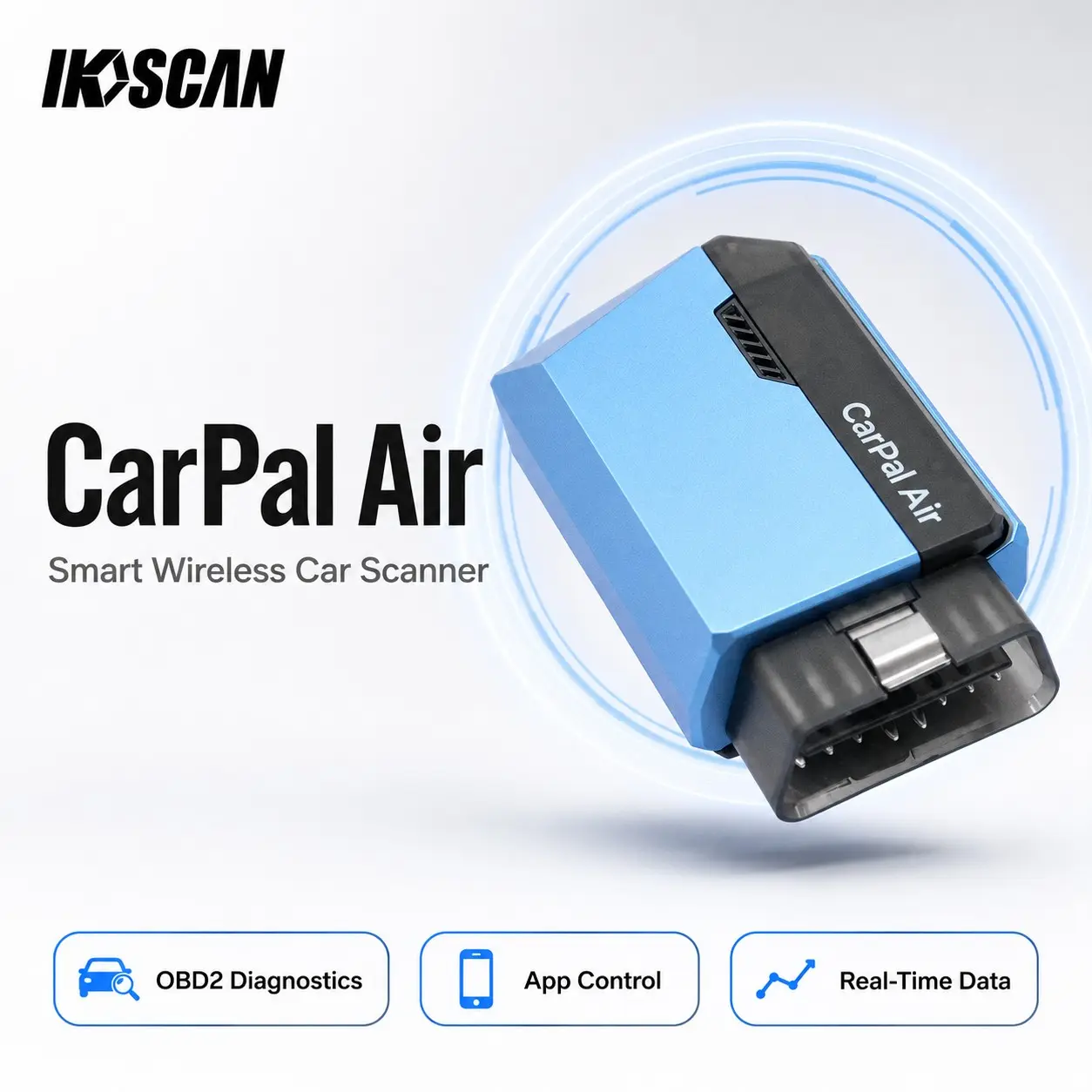 Bluetooth-compatible Obd2 Scanner for iPhone & Android, Ikoscan Carpal Air Vehicle Diagnostic Tool, Automotive Diagnostic Tester, Engine Check Light Tester, Emission Test & Report Generator