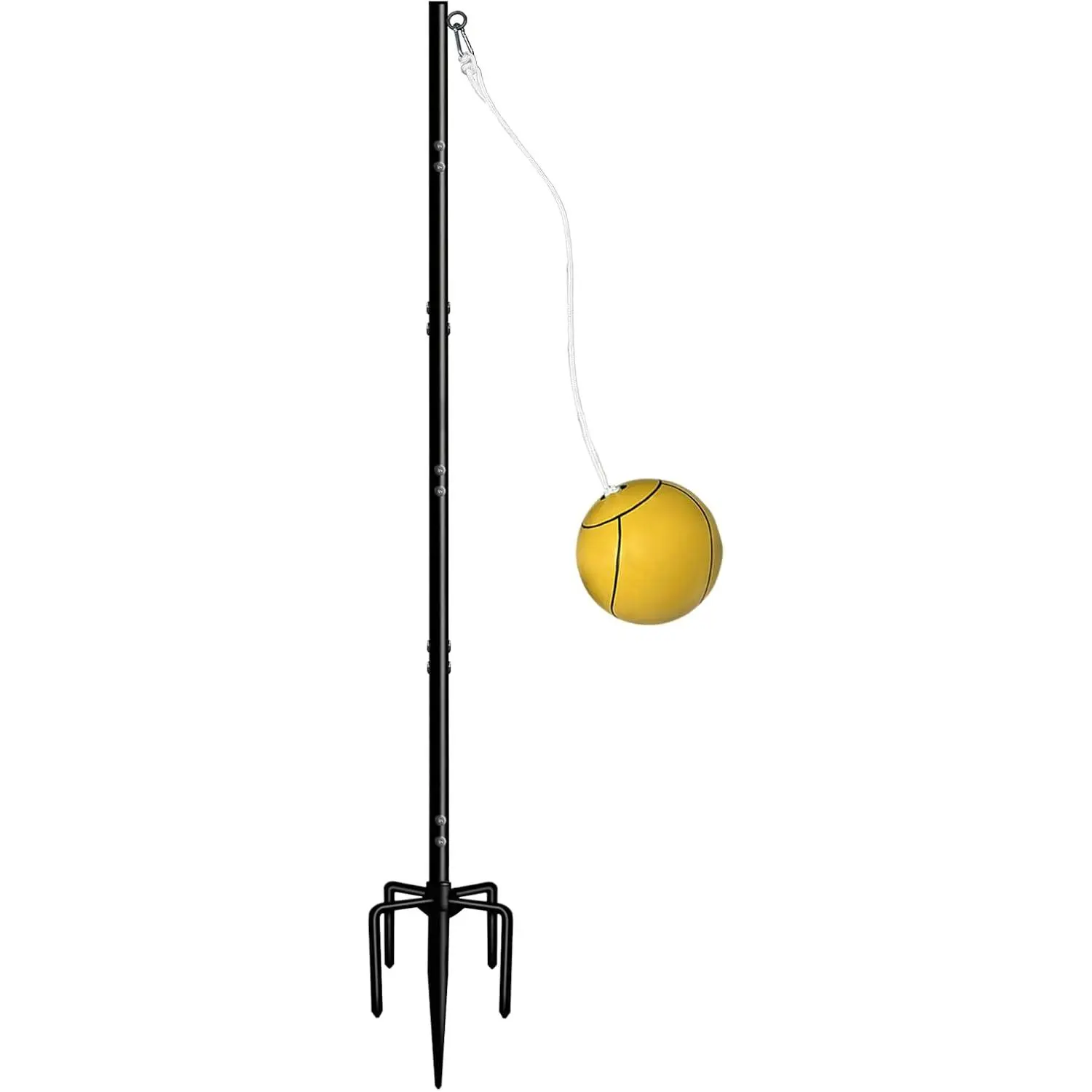 Tetherball Set with Ball & Rope for Outdoor Backyard, Adjustable Tether Ball Pole with Screw Reinforcement 5-Prong Base for Playground, Outside Ball Games Sports for  Adults
