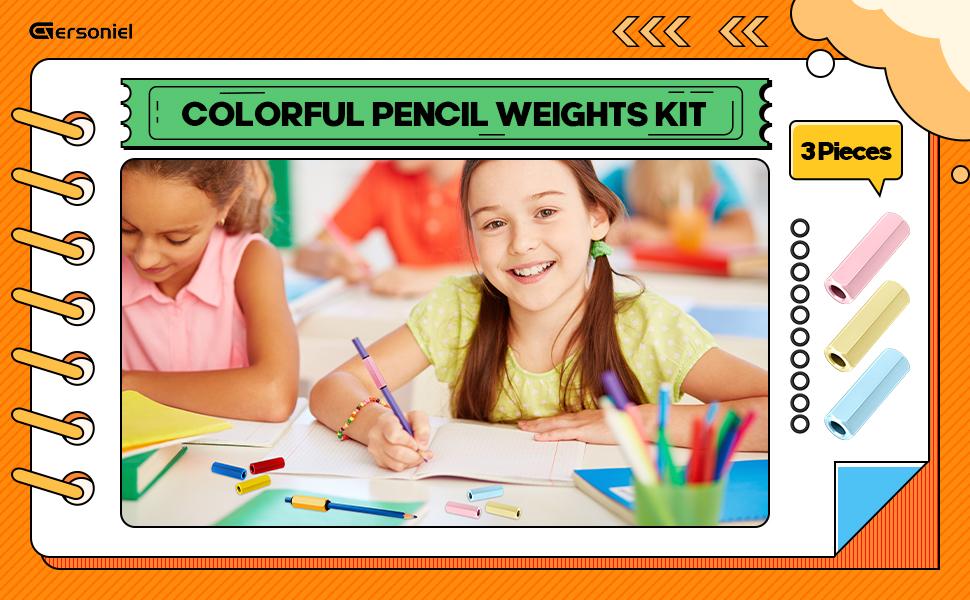 3 Pack Colorful Pencil Weights Kit Metal Pencil Weights Handwriting Aid Weighted Pencil Holder for Handwriting Autism Learning Materials