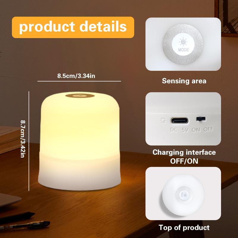 USB Rechargeable LED Night Light, 1 Count Portable Touch Control Night Light, Decorative Light for Home Bedroom Living Room, Nightlight For Bedroom