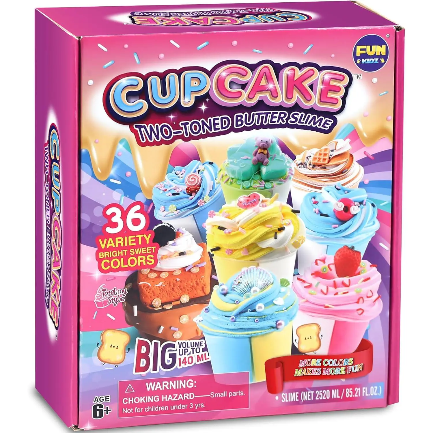 36 Big Cupcake Butter Slime Packs for Girls, Two Toned Butter Slime Kit for Kids Party Favors Premade Bulk Slime Toys