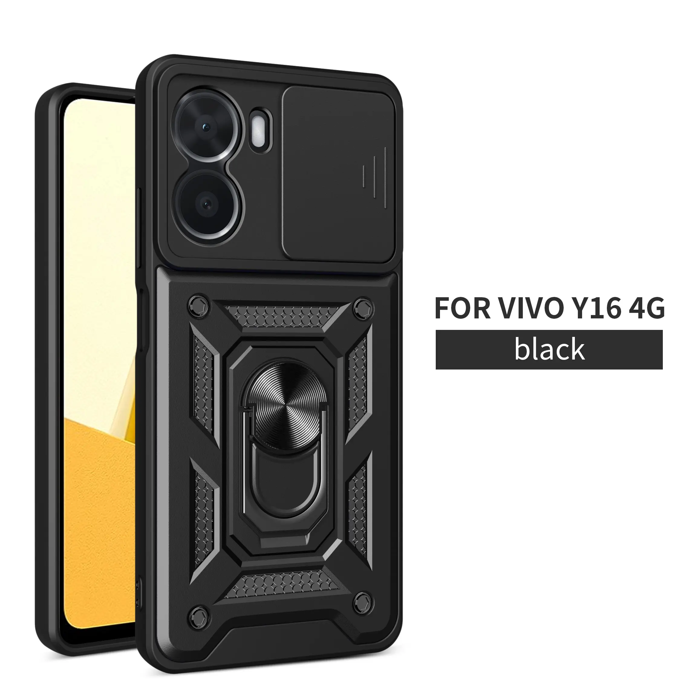 Case for Vivo Y16 4g Protective, Military Grade Shockproof, 360° Rotatable Ring Stand, Finger Print Resistant Lens Cover for Vivo Y16 4g Case
