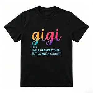 Casual Streetwear T-Shirt with Gigi Letter Print, Unisex Relaxed Fit Crewneck, Soft Knit Short Sleeve Everyday Essential Top