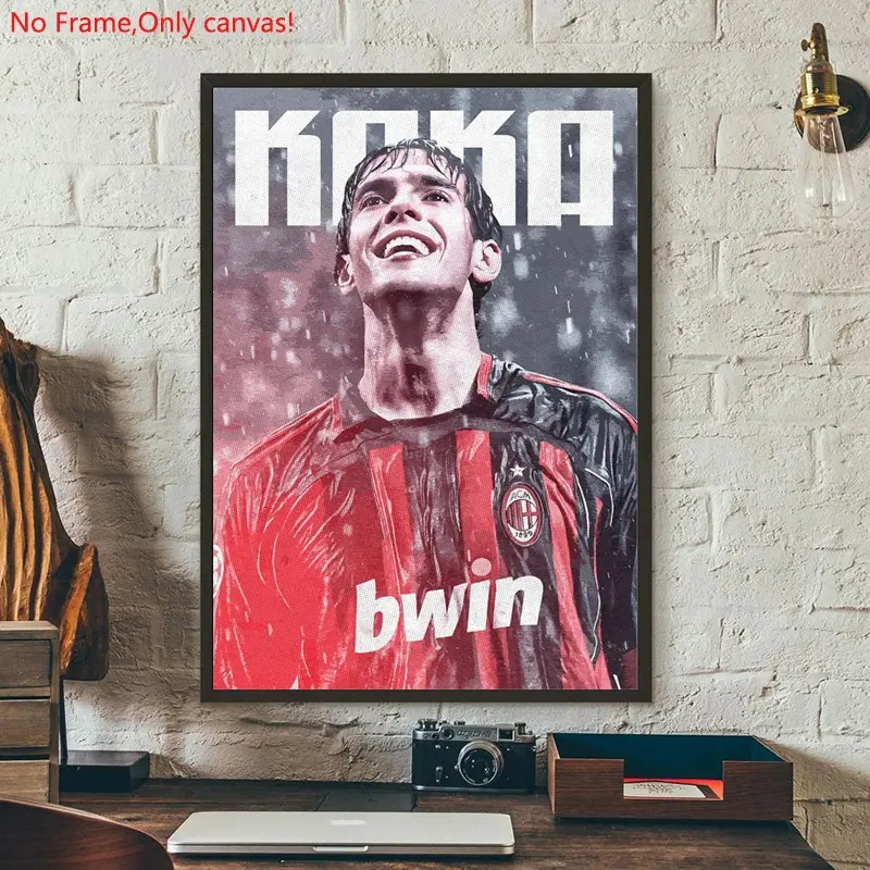 1 piece/set frameless canvas painting print poster, Classic Football player art, Kaka AC Milan Portrait, a perfect gift for football loves, ideal gift for bedroom, living room, dorm hallway, kitchen, mural, wall decoration, room decor