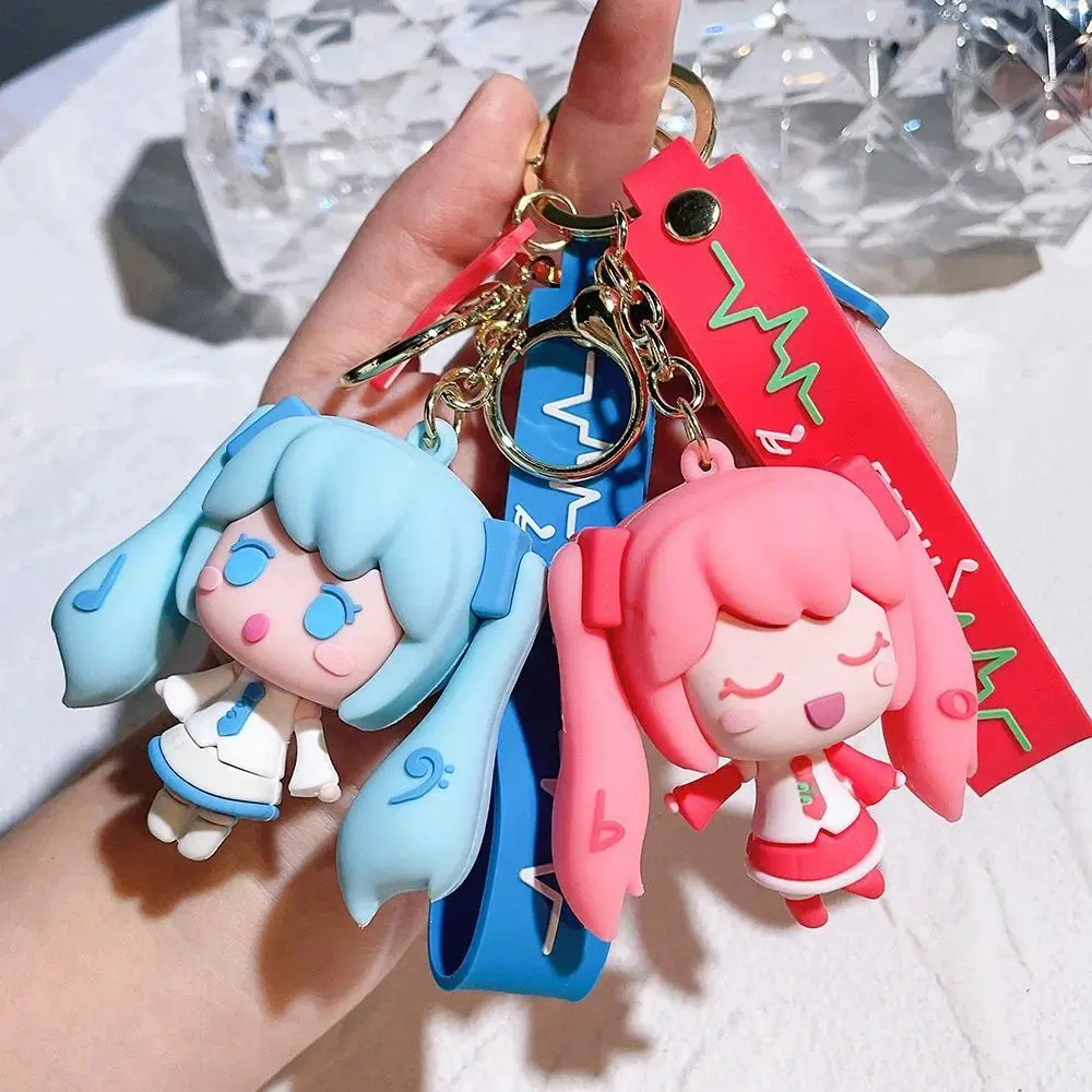 2026 new hot item Hatsune Miku Keychain Anime Figure Creative Cartoon Car Key Chain Ring Birthday Halloween Christmas Gift