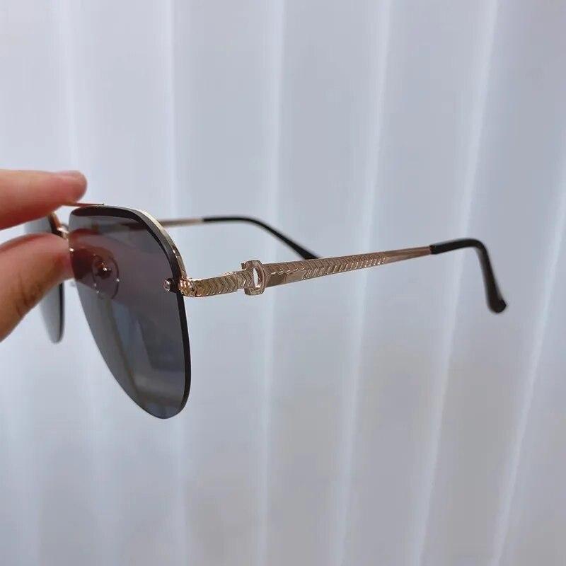 New Fashion Metal Half Frame Women's Outdoor Sunglasses Classic Double Beam Glasses