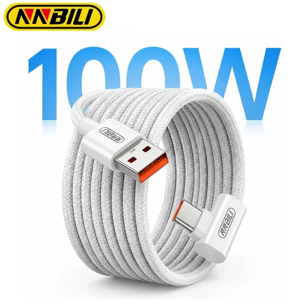 NNBILI 100W Elbow 90 Degree A-C and C-C Fast Charging Cable 5A USB C Data Cable For Huawei Samsung Xiaomi Iphone 18 17 Tablet