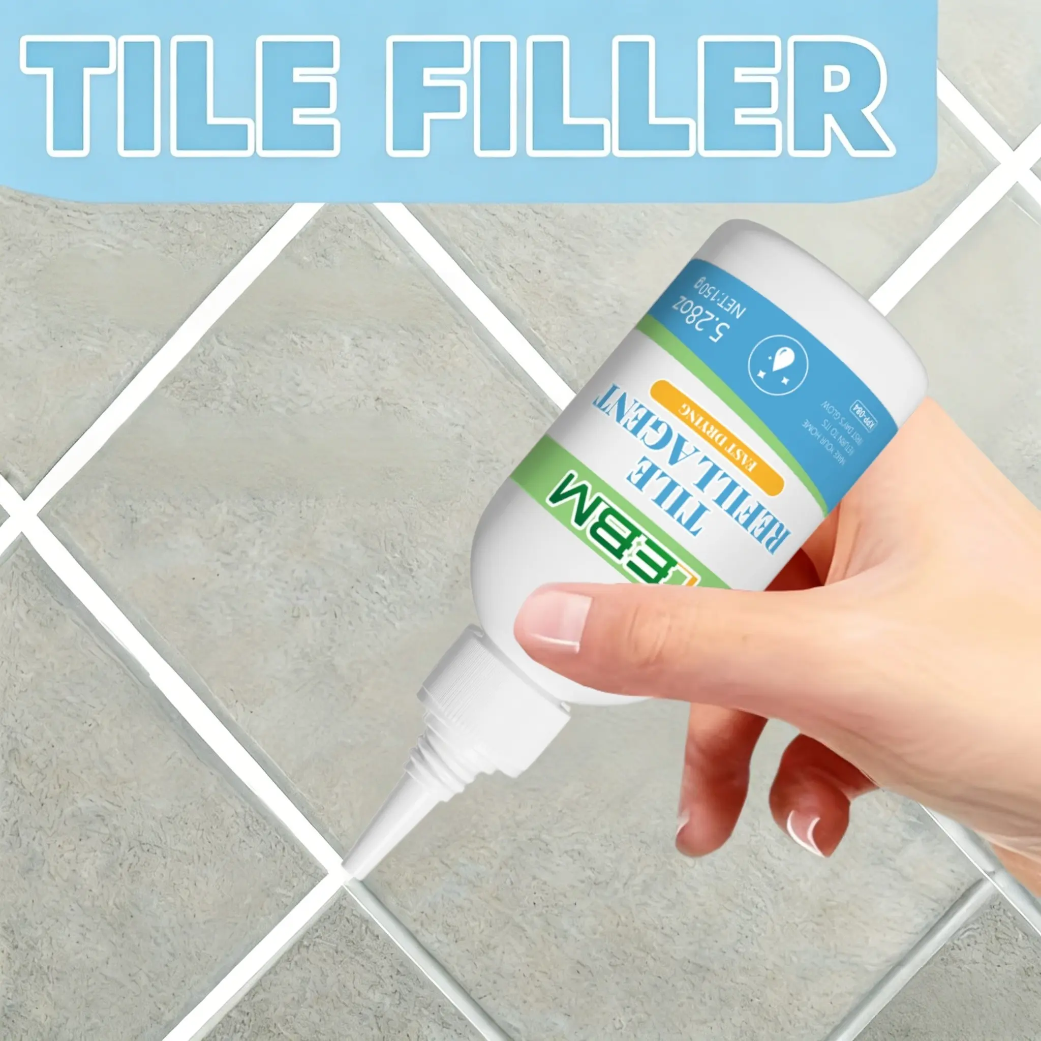 Tile Refill Agent Fast Drying Waterproof Grout Repair Paste Easy DIY Tile Gap Filler For Bathroom Kitchen Floor Balcony Indoor Outdoor Household Tile Restoration